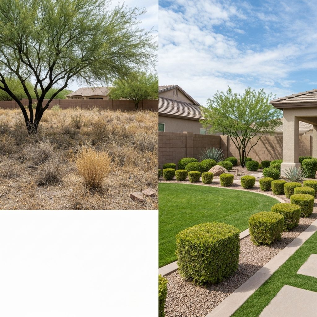 Before and after landscaping transformation