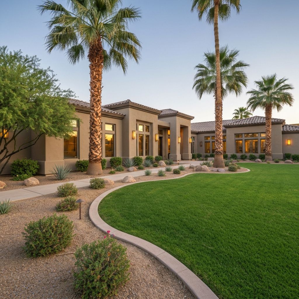 Beautiful landscaped yard with modern home